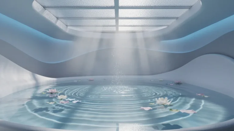 Femme flottant dans un tank de flottaison sensory deprivation, mal positionnée, première expérience immersive