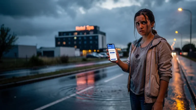 Femme déçue perd 120 euros en réservant un hôtel-spa loin de Nantes, frustration sous la pluie urbaine