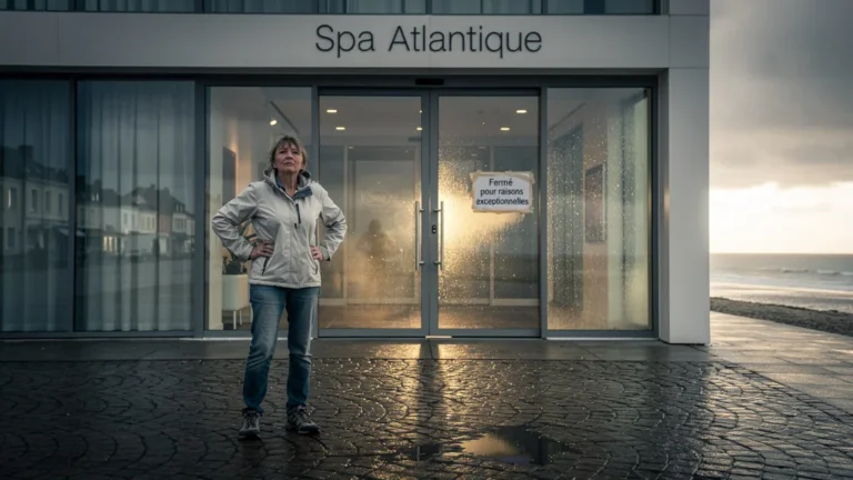 Femme déçue devant spa fermé à Saint-Nazaire, reportage raté à cause d’horaires mal vérifiés