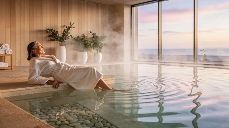 Matinée relaxante au spa thermal de Saint-Nazaire avec piscine à l’eau claire et lumière douce