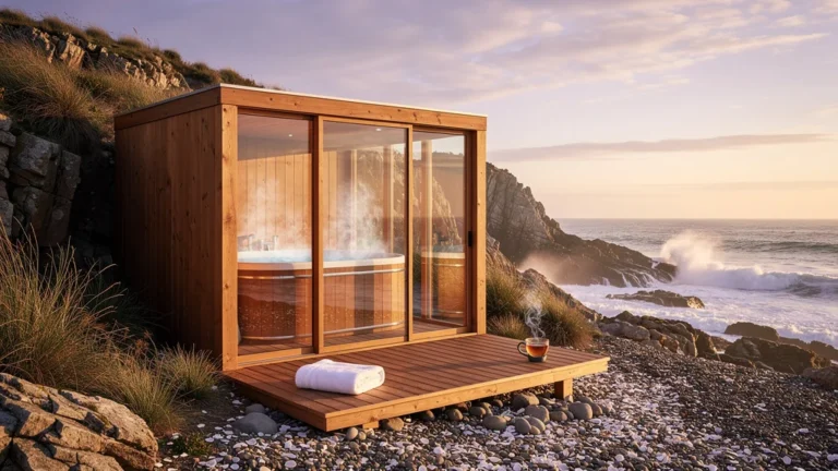 Cabine de balnéo face à l’océan à Piriac-sur-Mer, ambiance apaisante et vue marine spectaculaire