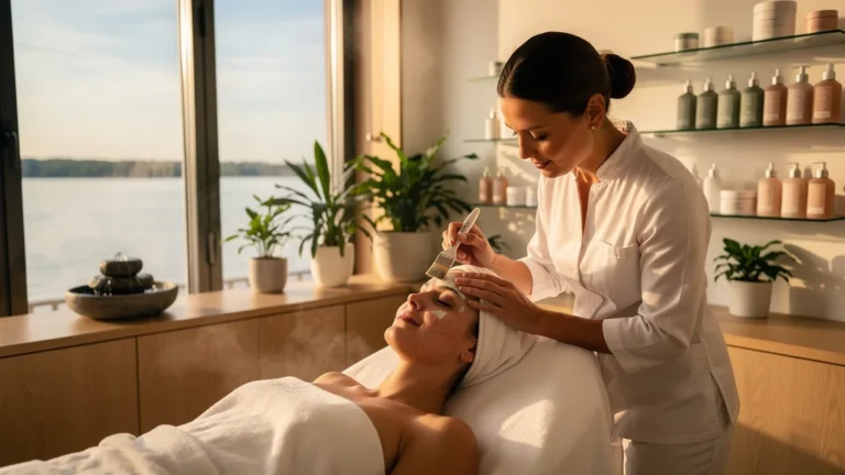 Soin visage apaisant à Sainte-Luce-sur-Loire dans un spa moderne, transformation et détente profonde