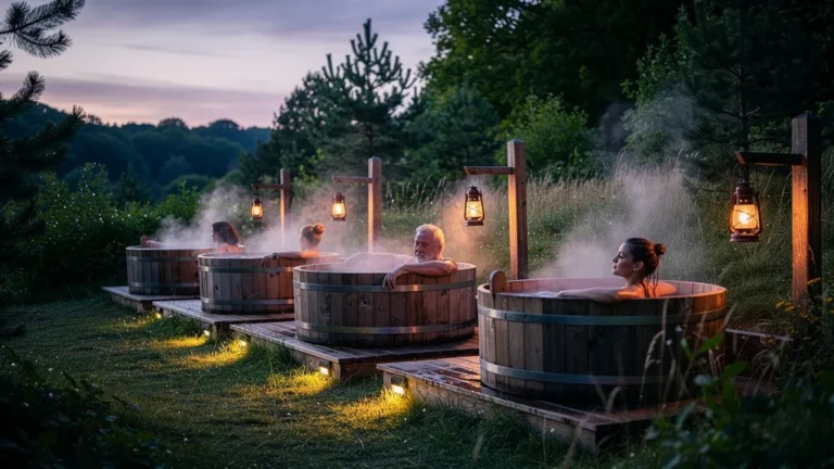Test de cinq bains nordiques en pleine nature près de Nantes à la tombée du soir